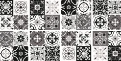 Lot 8 carreaux adhésifs décoratifs Vinyl Way Cassis Dada Art effet carreau de ciment noir & blanc L.20 x L.20 cm x ep.1,3 mm