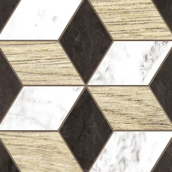 Lot 8 carreaux adhésifs décoratifs Vinyl Way Napoli Dada Art effet bois noir & bois L.20 x L.20 cm x ep.1,3 mm