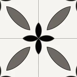 Lot 8 carreaux adhésifs décoratifs Vinyl Way Vienne Dada Art effet carreau de ciment noir & blanc L.20 x L.20 cm x ep.1,3 mm