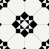Lot 8 carreaux adhésifs décoratifs Vinyl Way Montmartre Dada Art effet carreau de ciment blanc & noir L.20 x L.20 cm x ep.1,3 mm