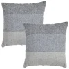 Lot 2 coussins carrés 40 x 40 cm coton brodé dégradé de bleu - ABYSS