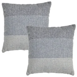 Lot 2 coussins carrés 40 x 40 cm coton brodé dégradé de bleu - ABYSS