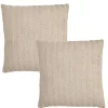 Lot 2 coussins carrés 40 x 40 cm en coton brodé lignes beige - TWINKLE