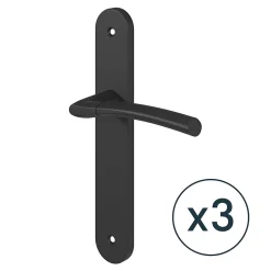Lot 3 ensembles poignée sur plaque rond GoodHome Hirel effet nickel mat noir L.128mm x l.40mm entraxe 195mm