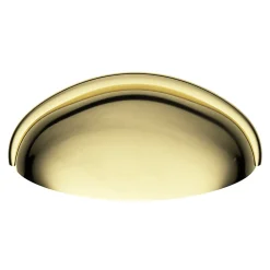 Lot 6 poignées de meuble demi-ronde GoodHome Armel effet laiton doré l.79mm x l.28mm x H. 26mm entraxe 64mm