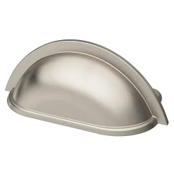 Lot 6 poignées de meuble demi-ronde GoodHome Govlin effet nickel satin gris l.81mm x l.30mm x H. 30mm entraxe 64mm