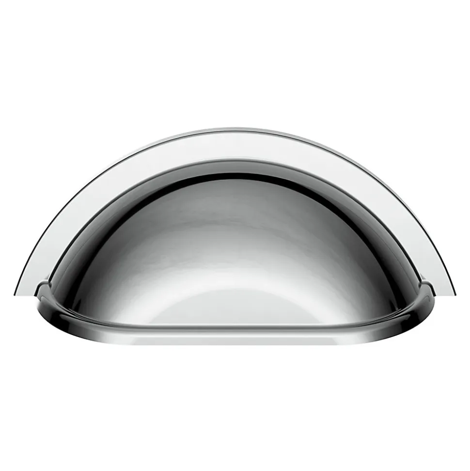 Lot 6 poignées de meuble demi-ronde GoodHome Govlin effet chromé gris l.81mm x l.30mm x H. 30mm entraxe 64mm