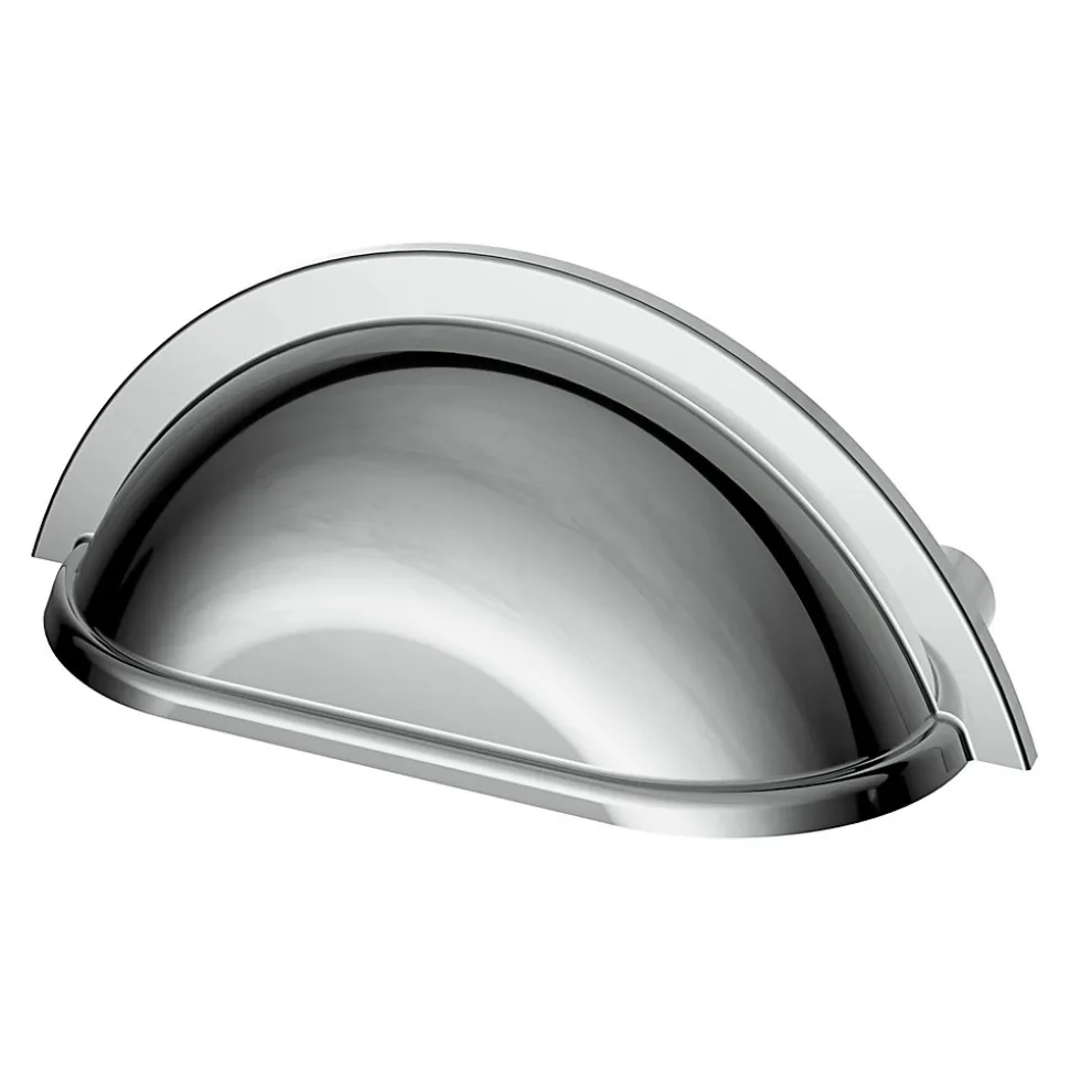 Lot 6 poignées de meuble demi-ronde GoodHome Govlin effet chromé gris l.81mm x l.30mm x H. 30mm entraxe 64mm