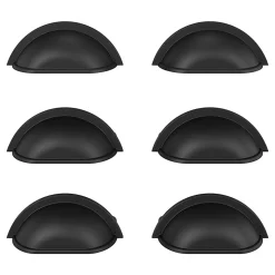 Lot 6 poignées de meuble demi-ronde GoodHome Govlin mat noir l.81mm x l.30mm x H. 30mm entraxe 64mm