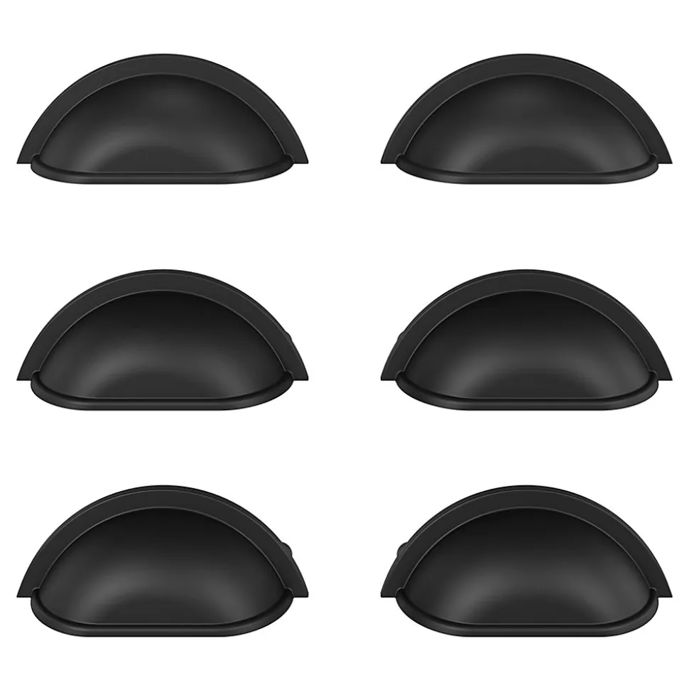 Lot 6 poignées de meuble demi-ronde GoodHome Govlin mat noir l.81mm x l.30mm x H. 30mm entraxe 64mm