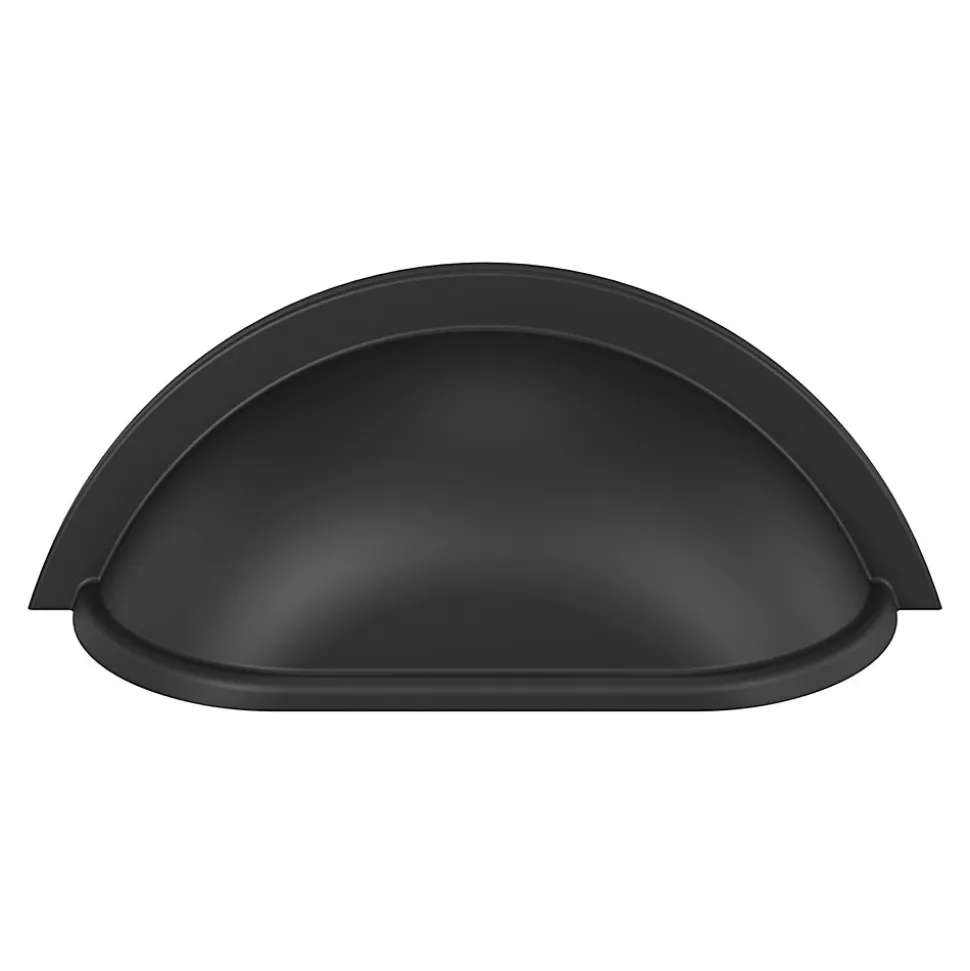Lot 6 poignées de meuble demi-ronde GoodHome Govlin mat noir l.81mm x l.30mm x H. 30mm entraxe 64mm