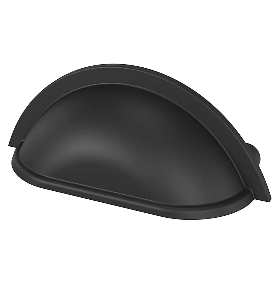 Lot 6 poignées de meuble demi-ronde GoodHome Govlin mat noir l.81mm x l.30mm x H. 30mm entraxe 64mm