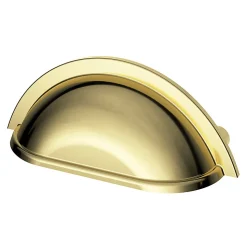 Lot 6 poignées de meuble demi-ronde GoodHome Govlin effet laiton doré l.81mm x l.30mm x H. 30mm entraxe 64mm