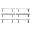 Lot 6 poignées de meuble en T GoodHome Dizel acier effet nickel satin gris l.136mm x l.12mm x H. 35mm entraxe 96mm