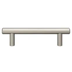 Lot 6 poignées de meuble en T GoodHome Dizel acier effet nickel satin gris l.136mm x l.12mm x H. 35mm entraxe 96mm
