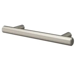 Lot 6 poignées de meuble en T GoodHome Dizel acier effet nickel satin gris l.136mm x l.12mm x H. 35mm entraxe 96mm
