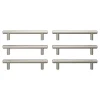 Lot 6 poignées de meuble en T GoodHome Dizel acier effet nickel satin gris l.168mm x l.12mm x H. 35mm entraxe 128mm