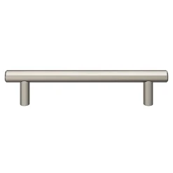 Lot 6 poignées de meuble en T GoodHome Dizel acier effet nickel satin gris l.168mm x l.12mm x H. 35mm entraxe 128mm