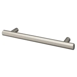 Lot 6 poignées de meuble en T GoodHome Dizel acier effet nickel satin gris l.168mm x l.12mm x H. 35mm entraxe 128mm