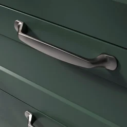Lot 6 poignées de meuble nœud GoodHome Govlin aluminium effet nickel satin gris l.164mm x l.20mm x H. 24mm entraxe 128mm
