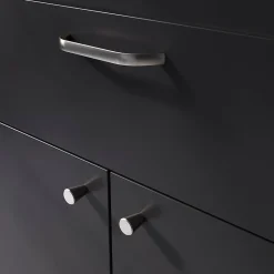 Lot 6 poignées de meuble nœud GoodHome Irvil aluminium effet nickel satin gris l.110mm x l.12mm x H. 30mm entraxe 96mm