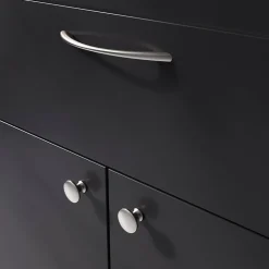 Lot 6 poignées de meuble nœud GoodHome Primel effet nickel satin gris l.160mm x l.9mm x H. 27mm entraxe 128mm