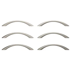 Lot 6 poignées de meuble nœud GoodHome Primel effet nickel satin gris l.160mm x l.9mm x H. 27mm entraxe 128mm