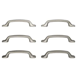 Lot 6 poignées de meuble nœud GoodHome Govlin aluminium effet nickel satin gris l.131mm x l.19mm x H. 24mm entraxe 96mm