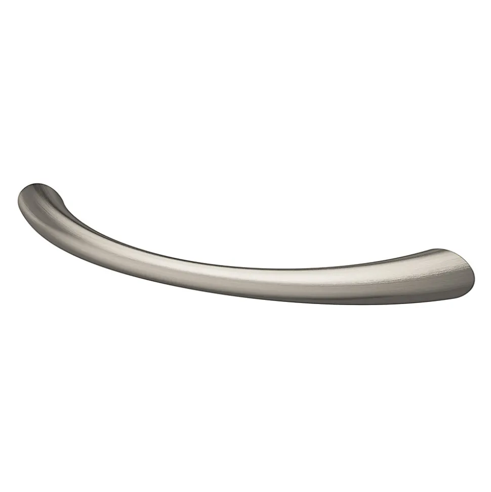 Lot 6 poignées de meuble nœud GoodHome Primel effet nickel satin gris l.114mm x l.11mm x H. 27mm entraxe 96mm