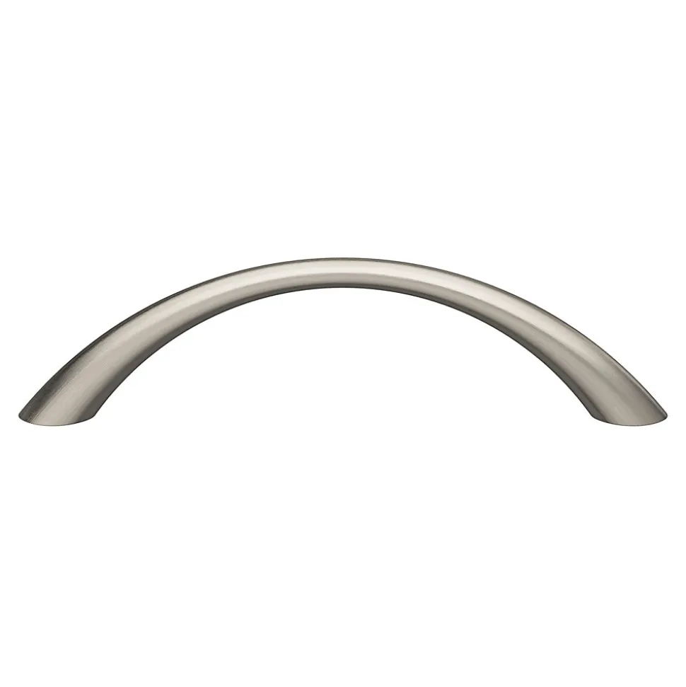 Lot 6 poignées de meuble nœud GoodHome Primel effet nickel satin gris l.114mm x l.11mm x H. 27mm entraxe 96mm