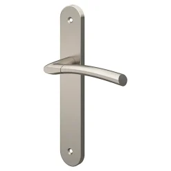 Lot 3 poignées sur plaque GoodHome Hirel effet nickel satin gris L.128mm x l.40mm entraxe 195mm