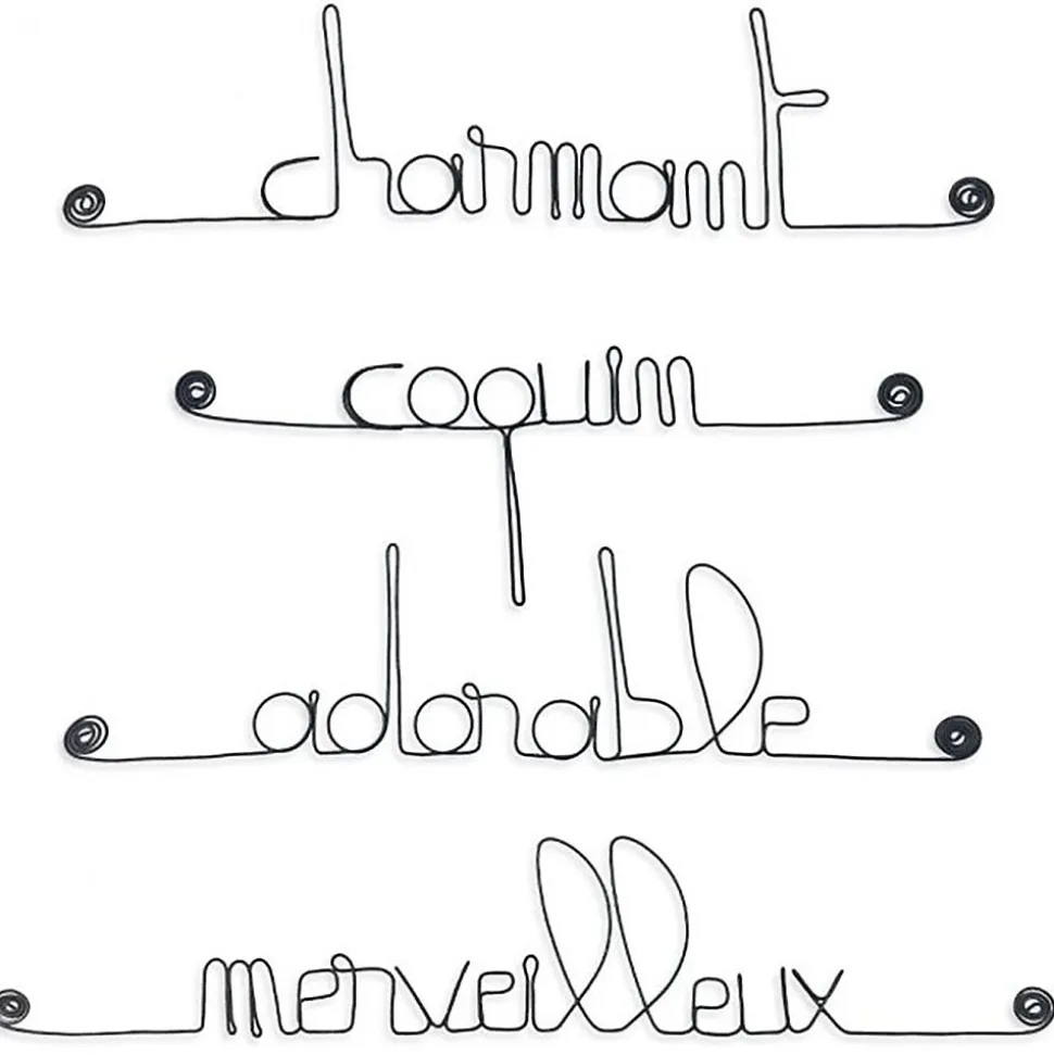 Lot BOY - Adorable Charmant Coquin Merveilleux - Sculpture fil de fer 40-50 cm - Bijoux de mur