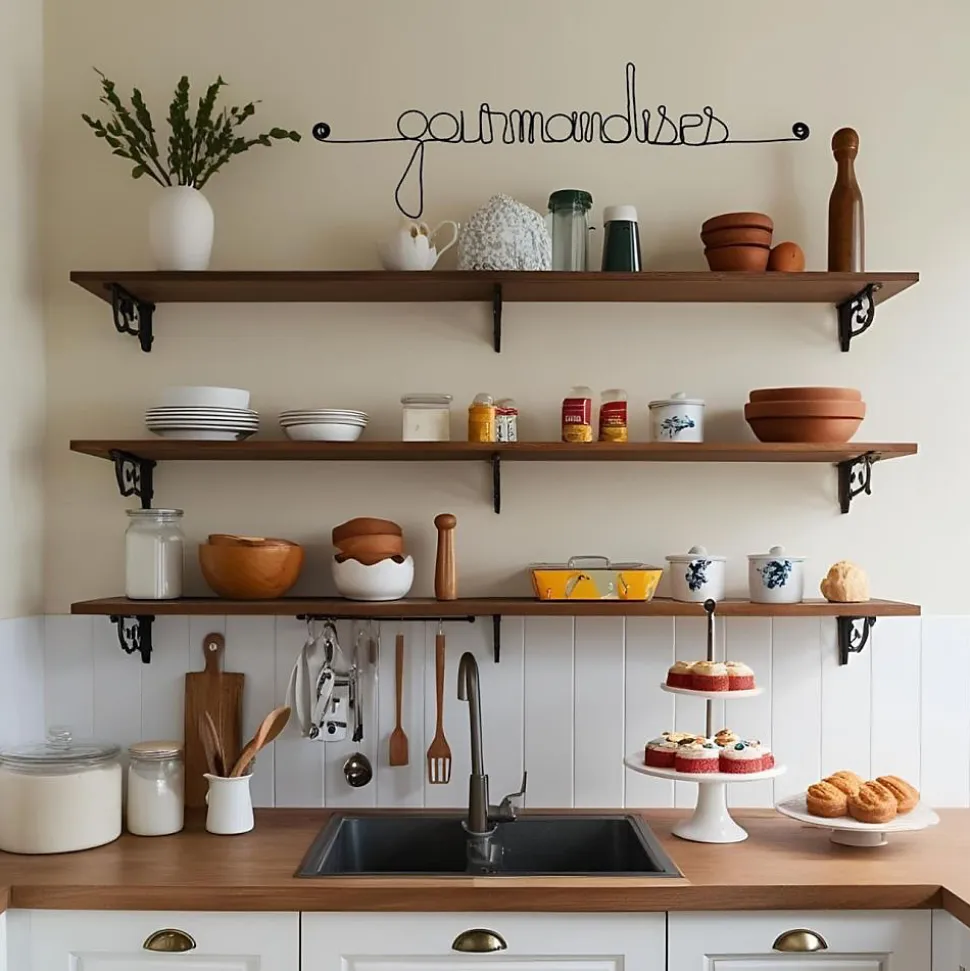 Lot CUISINE - Délice Gourmandises Plaisir Régal - Sculpture fil de fer 40-50 cm - Bijoux de mur