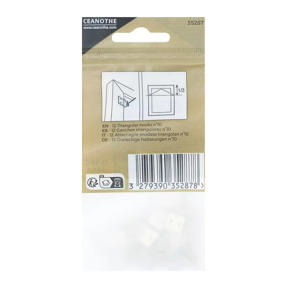 Lot de 12 attaches triangulaires 10 mm pour 1,5 kg - Marque Française