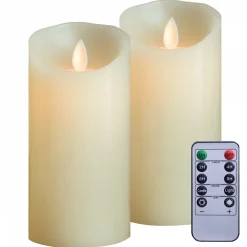 Lot de 2 bougies à LED 15 cm en cire avec télécommande, flamme vacillante - Vivezen