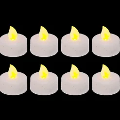 Lot de 8 bougies chauffe-plats led pailletées blanc - feeric lights & christmas