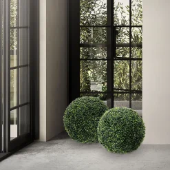 Lot de 2 boules de buis plantes en plastique ML-Design 45 cm de diamétre aspect naturel réaliste
