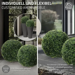 Lot de 2 boules de buis plantes en plastique ML-Design 45 cm de diamétre aspect naturel réaliste