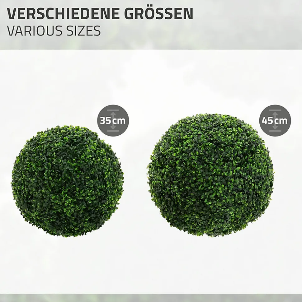 Lot de 2 boules de buis plantes en plastique ML-Design 45 cm de diamétre aspect naturel réaliste