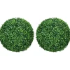 Lot de 2 buis artificiels topiaires artificielles en forme de boule dia. 40 cm PE vert