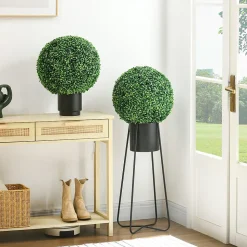 Lot de 2 buis artificiels topiaires artificielles en forme de boule dia. 40 cm PE vert