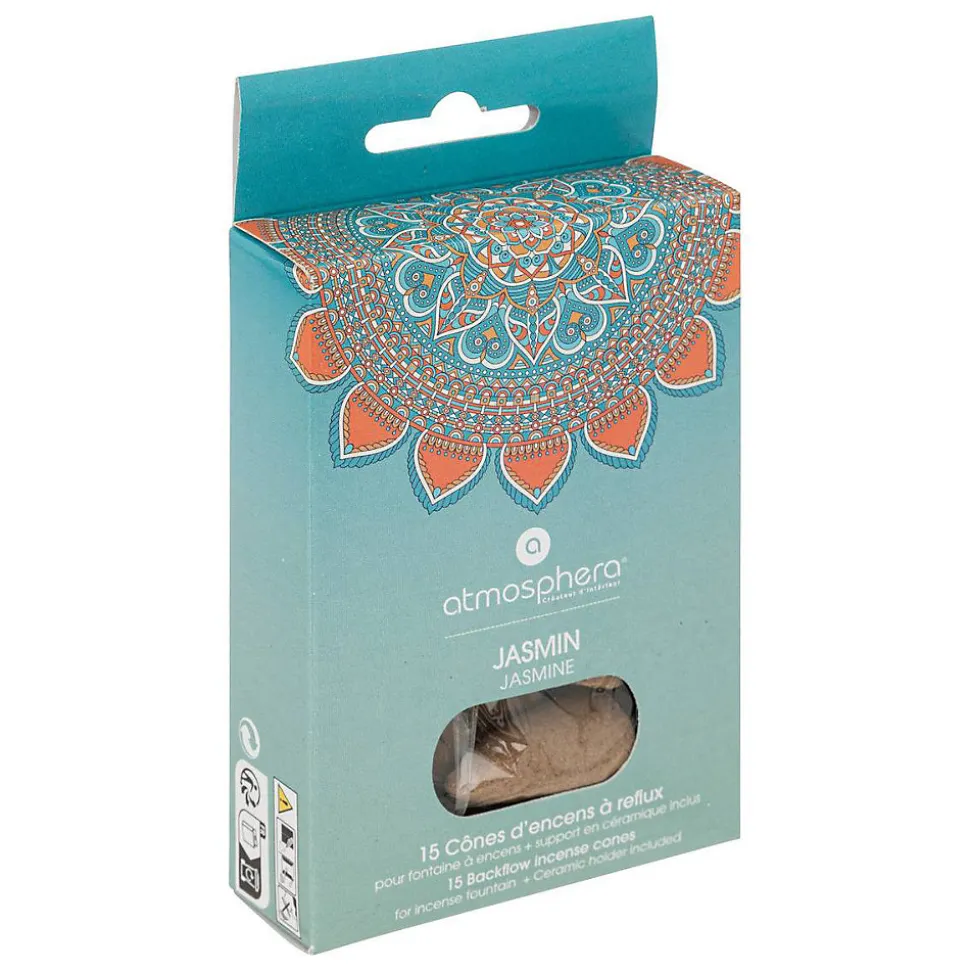 Lot de 15 cônes d'encens avec support Taly - jasmin et magnolia - Atmosphera