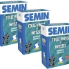 Lot de 3 Colle en Poudre pour Papiers Peints Vinyls et Intissés Semin, Boite de 300 g