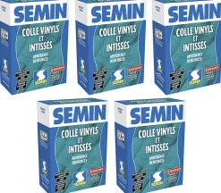Lot de 5 Colle en Poudre pour Papiers Peints Vinyls et Intissés Semin, Boite de 300 g
