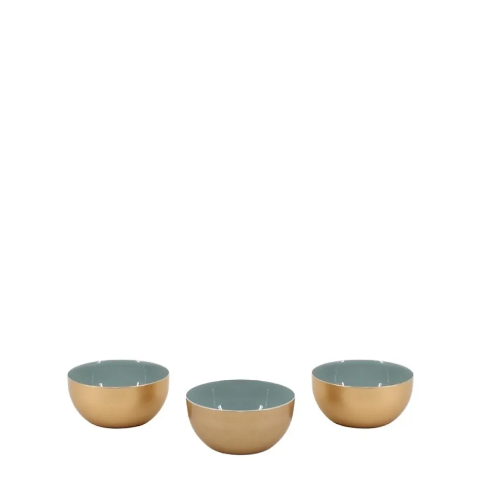 Lot de 3 coupelles en métal doré, vert