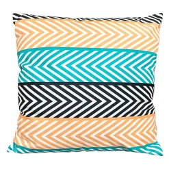 Lot de 2 coussins 45 x 45 cm en tissu motif zig zag bleu orange - ZAG
