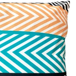 Lot de 2 coussins 45 x 45 cm en tissu motif zig zag bleu orange - ZAG