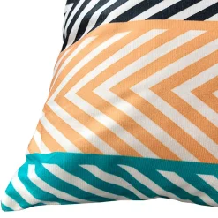 Lot de 2 coussins 45 x 45 cm en tissu motif zig zag bleu orange - ZAG