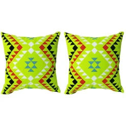 Lot de 2 coussins carrés au motif tribal vert 45 x 45 cm - TRIBE