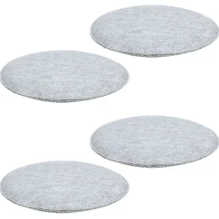 Lot de 4 coussins d'assise antidérapants LESLIE, en feutre gris